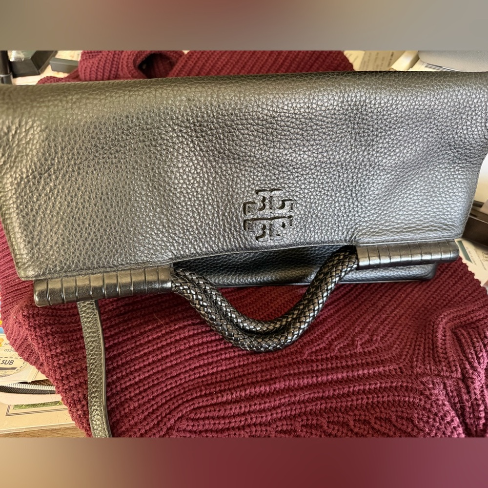 Tory Burch Black Taylor Convertible Foldover Crossbody